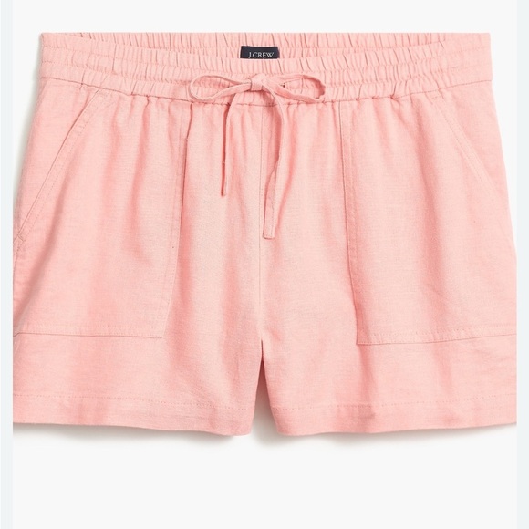 J. Crew Pants - J. Crew Pink Linen Blend Cargo Shorts with Elastic Drawstring Waistband Size S